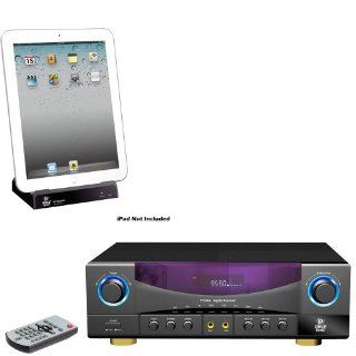 Pyle Stereo Receiver and iPod Dock Package   PT530A Two Channel 350 Watts Built In AM/FM Radio Amplifier Receiver   PIPADK1 Universal iPod/ipad/iPhone Docking Station For Audio Output Charging   Sync W/iTunes And Remote control Electronics