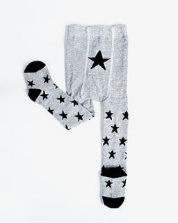 grey star baby tights by diddywear