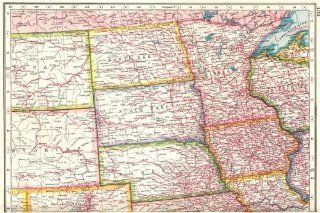 USA PLAINS STATES North Dakota South Dakota Nebraska Minnesota Iowa 1920 map   Wall Maps