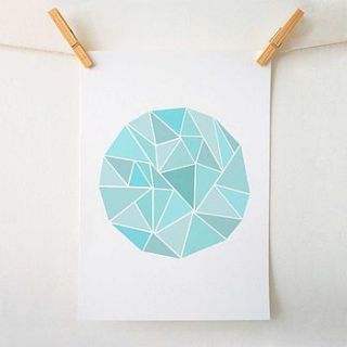 geometric modern art print aquamarine by sweet oxen