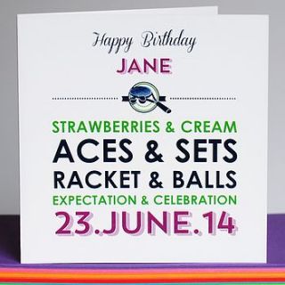 personalised 'love tennis' birthday card by come for a dream