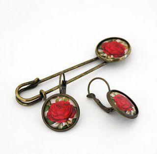 'say it with flowers' earrings and brooch pin by studio sweepings