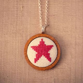 hand embroidered star necklace by handstitched with love