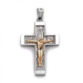 Michael Anthony Jewelry® 10K Gold and Sterling Silver Crucifix Pendant