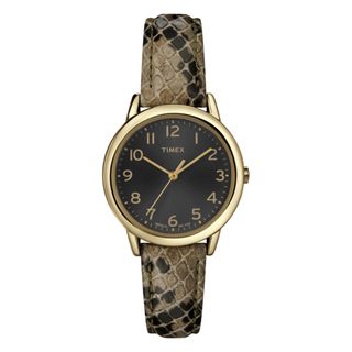 Timex Women's T2N965 Elevated Classics Taupe Python Patterned Strap Watch Timex Women's Timex Watches