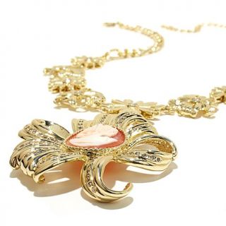 AMEDEO NYC® "Ciocca" 25mm Cameo Ribbon Drop Necklace