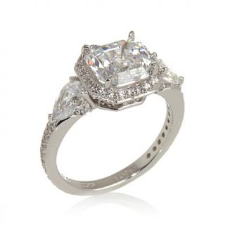 Jean Dousset 3.94ct Absolute™ Asscher with Pear Sides 3 Stone Frame Ring