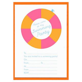 swimming party invitations   orange by my giddy aunt