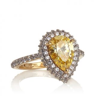 Jean Dousset 2.88ct Absolute™ Canary Pear Solitaire Pavé Frame Rin