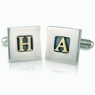 personalised silver and 9ct gold cufflinks by nick hubbard jewellery