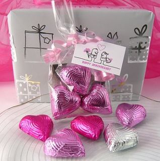 foiled chocolate heart favour by chocolate by cocoapod chocolate