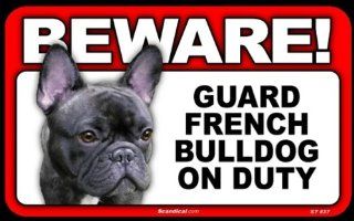 BEWARE Guard Dog on Duty Sign   French Bulldog  Yard Signs  Patio, Lawn & Garden