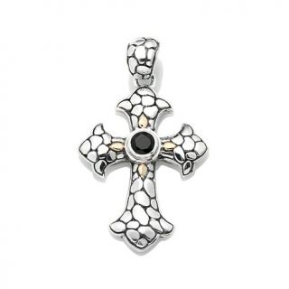 Bali Designs by Robert Manse Faceted Black Onyx Sterling Silver Cross Pendant w