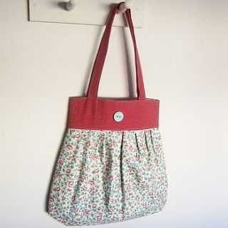 olive knitting bag red flowers by lily button treasures