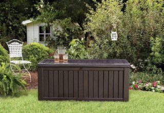 Beautiful Wood Look Design Deck Box Provides the Perfect Outdoor Storage Solution 150 Gallon  Patio, Lawn & Garden