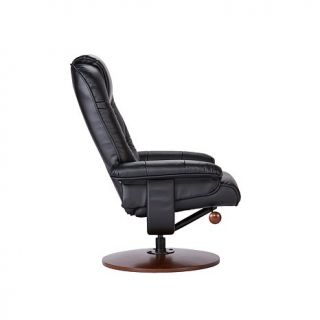 Black Bonded Leather Recliner and Ottoman   Black