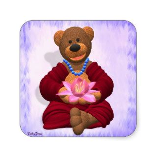 Dinky Buddha Bear with Lotus Square Sticker