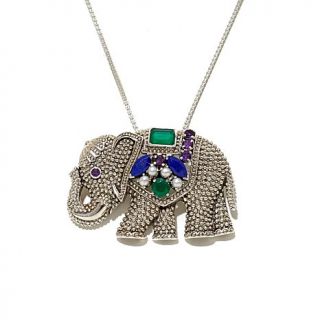 Nicky Butler Multigem Sterling Silver "Elephant" Pin/Pendant with 18" Chain