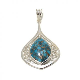 Himalayan Gems™ Turquoise Ornate Sterling Silver Drop Pendant