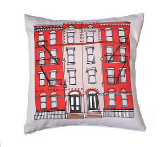 new york brooklyn house cushion by helena carrington illustration