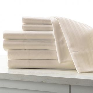Concierge Collection Microfiber Solid and Stripe 2 pack Sheet Set   Queen