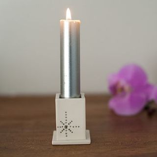 silver stars ceramic candle holder by sue candy ceramics
