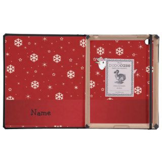 Personalized name unicorn red snowflakes iPad folio case