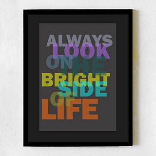 'always look on the bright side' print by hello monkey