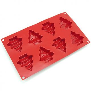 Freshware 8 Cavity Silicone Christmas Tree Cake and Soap Mold   Red