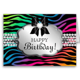 Fun Birthday Card Zebra Rainbow Jewelry