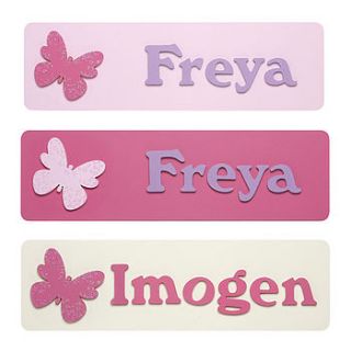 personalised butterfly name plaque by pitter patter products