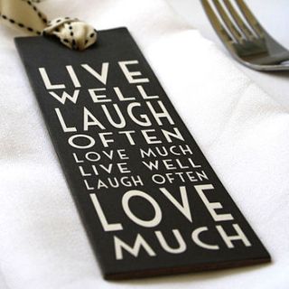 'live laugh love' bookmark by le trousseau