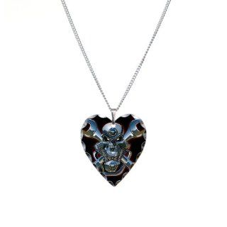 Necklace Heart Charm Motorhead Skull Wrenches Artsmith Inc Jewelry