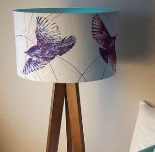 flying blue birds designer drum lampshade by lampara
