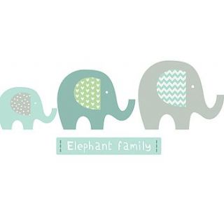 elephant family fabric wall stickers by littleprints