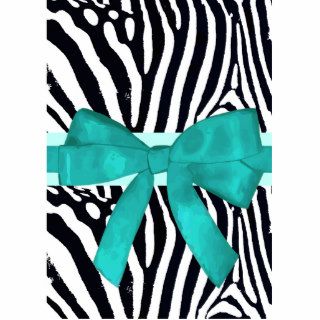 Zebra Stripes with Blue Ribbon and bow Pattern Acrylic Cut Out