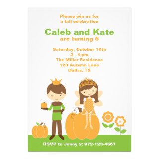 Fall Prince and Fairy Princess Invitation Personalized Announcement