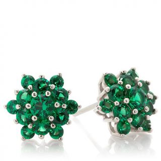 Absolute™ 1.72ct Simulated Emerald Floral Cluster Stud Earrings