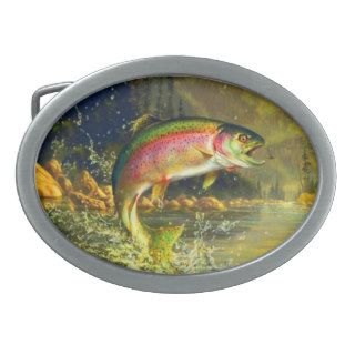 Rainbow Trout Fish Jumping for a Bug Belt Buckle