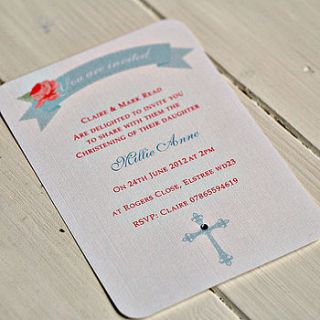 girls christening personalised invitations by beautiful day