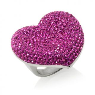Stately Steel Pavé "Heart" Cocktail Ring