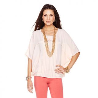 MarlaWynne Pebbled Crepe Pleated Front Top