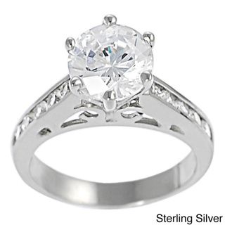 Tressa Sterling Silver Cubic Zirconia Filigree Engagement Ring Tressa Cubic Zirconia Rings