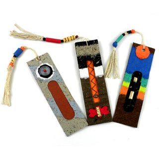 Handmade Recycled Paper Bookmarks (Set of 3) (Zimbabwe) Global Crafts Books & Journals