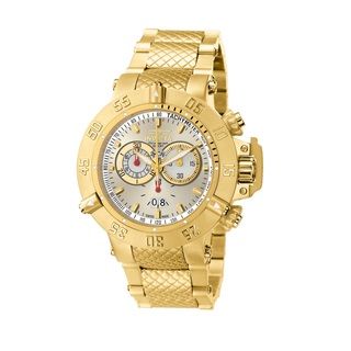 Invicta Men's 5406 'Subaqua' Silvertone Dial 18k Goldplated Stainless Steel Chronograph Watch Invicta Men's Invicta Watches