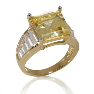 6.79ct Absolute™ Step Cut Canary and Clear Baguette Sides Ring