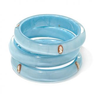 AMEDEO NYC® Set of 3 Sunken Cameo Resin Bangle Bracelets