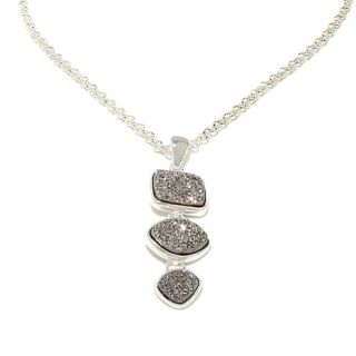 ChristineDarren 3 Stone Drusy Quartz Drop Pendant with 18" Chain Necklace