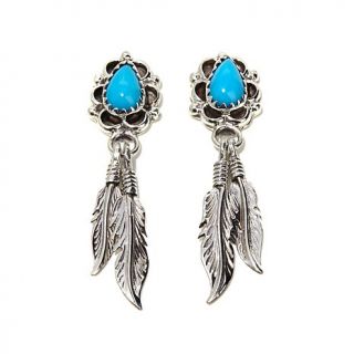 Chaco Canyon Southwest Turquoise "Feather" Sterling Silver Earrings