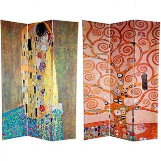 Oriental Furniture 6 Foot Double Sided Klimt The Kiss/Tree of Life Room Divider